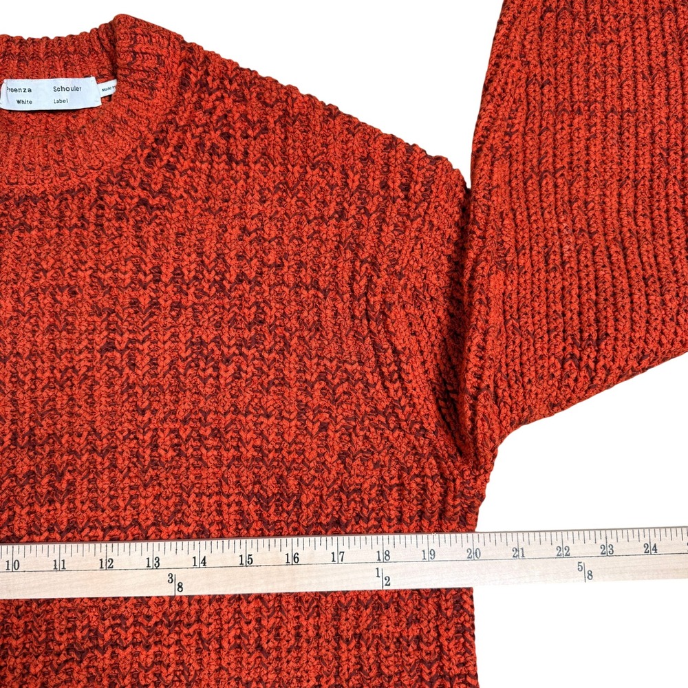 Proenza Schouler White‎ Label Orange Mixed Yarn Chunky Crew Neck Knit Sweater S - Picture 6 of 7